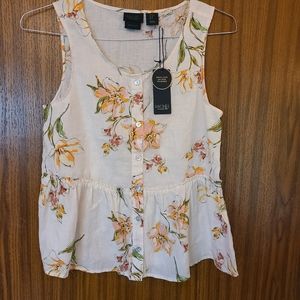 RACHEL Rachel Roy Floral Blouse - Cream and Orange